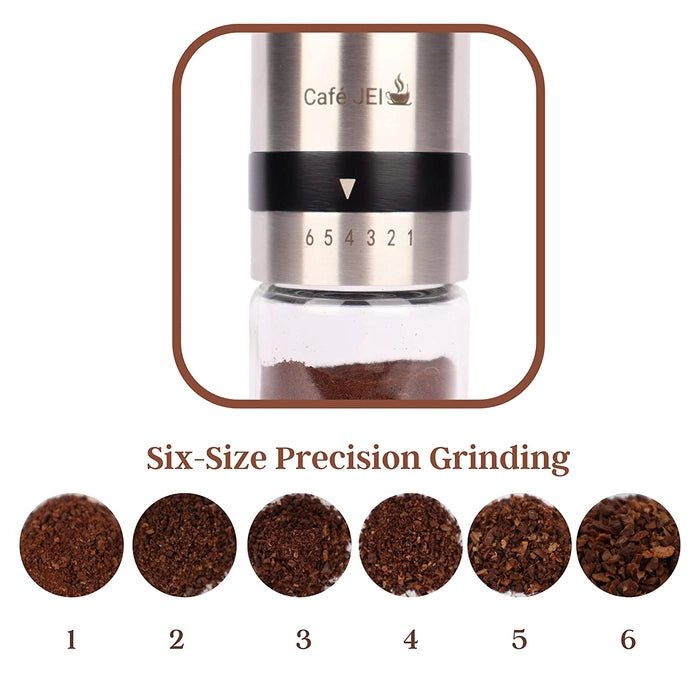 Manual Coffee Grinder with Adjustable Settings - for Drip Coffee, Moka Pot,French Press (Silver) - Image 2