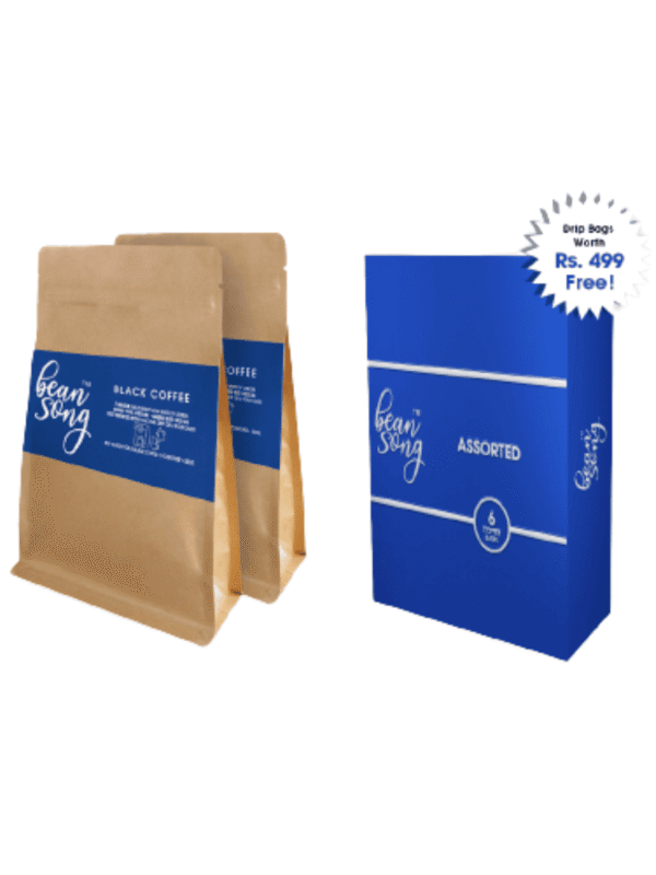 Black Coffee Combo – Pack of 2 with Free Assorted Easy Pour Drip Bags (Set of 6 Blends)
