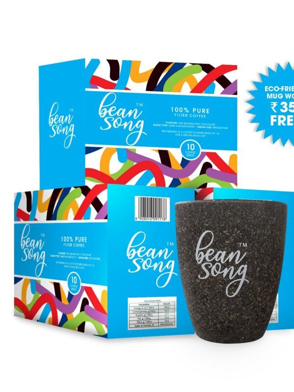 100% Pure Filter Coffee Drip Bags 10 Drip Bags (Pack of 3) with Free Coffee Mug