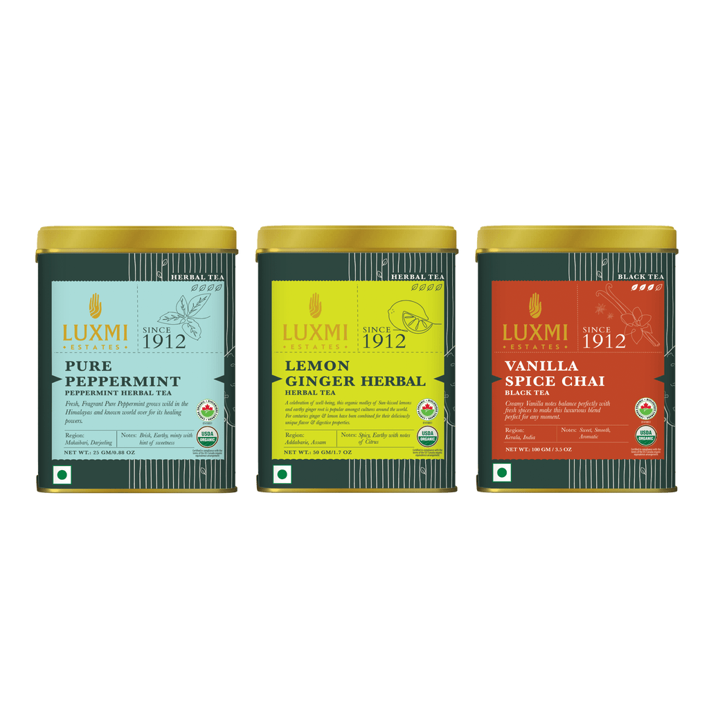 Luxmi Estates - Tea Bundle - Stress Relief, Bedtime & Detox Tea Collection - Organic Loose Tea