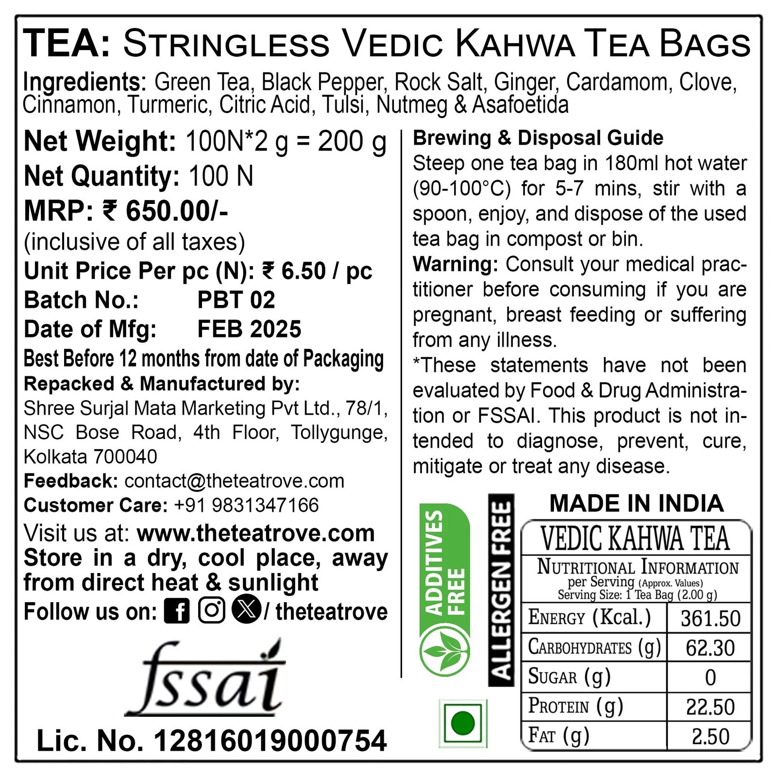FVTB VEDIC KAHWA - Kahwa Green Tea Bags - Image 2